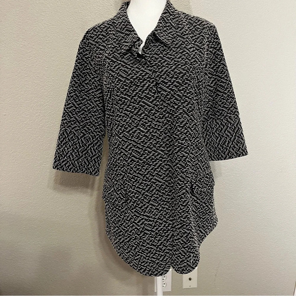 Zozo black & white tweed jacket with three-quarter length sleeves size medium - Picture 1 of 15